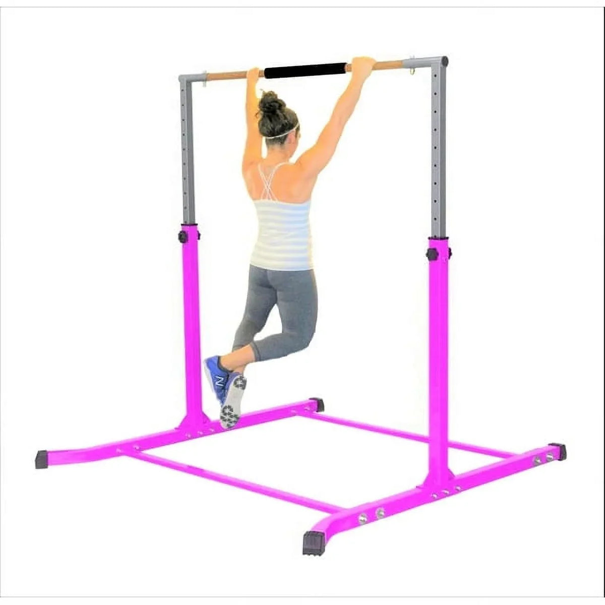 Duty, Bar Heavy Fitness Junior for Kip Up Pink to Training Height Bar, Hand Pro-Gymnastics - Kids Adjustable FT 5 - Cushioned