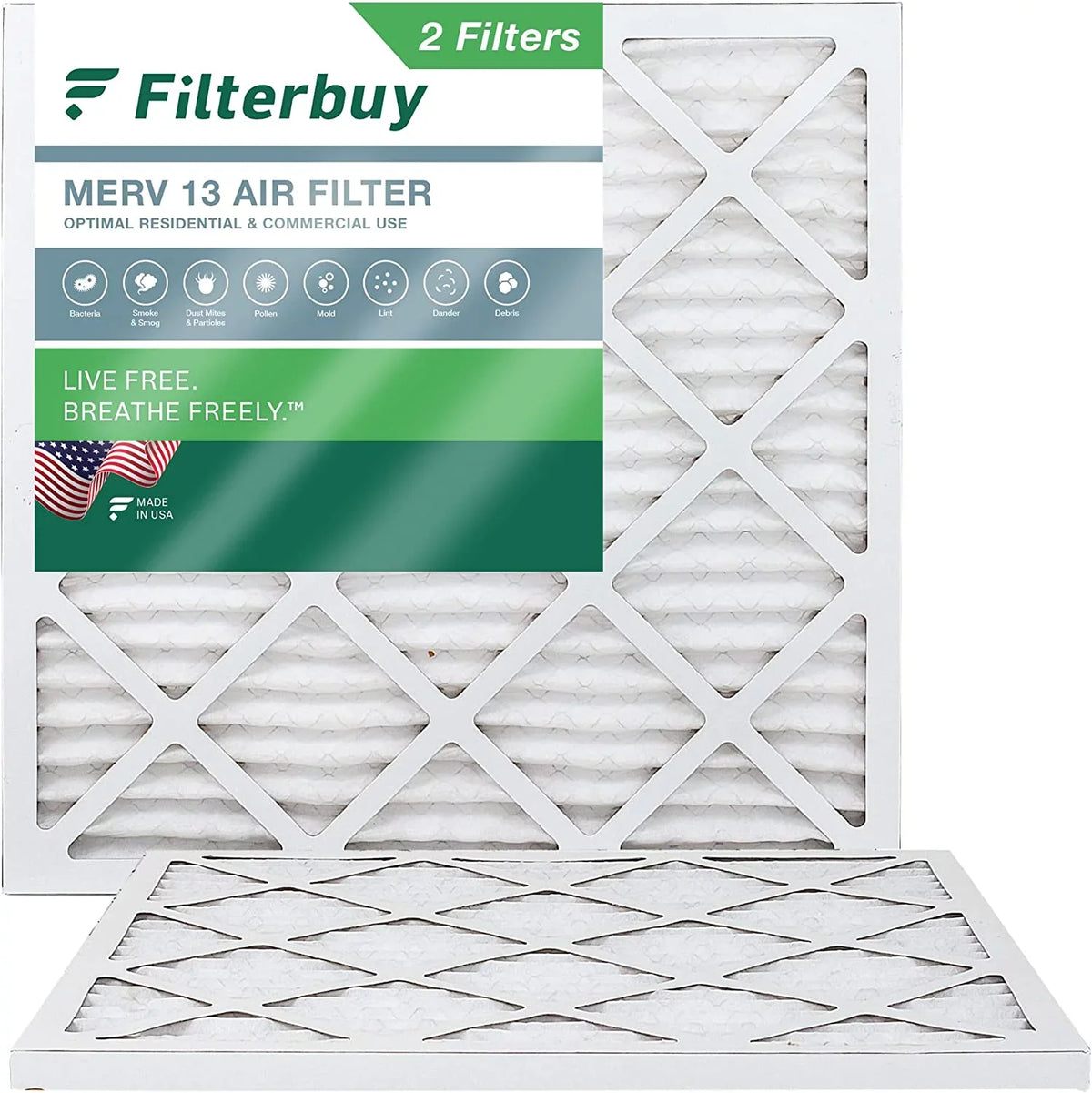 HVAC Furnace Filterbuy (2-Pack) Pleated 13 MERV Air Filters AC 14x14x1