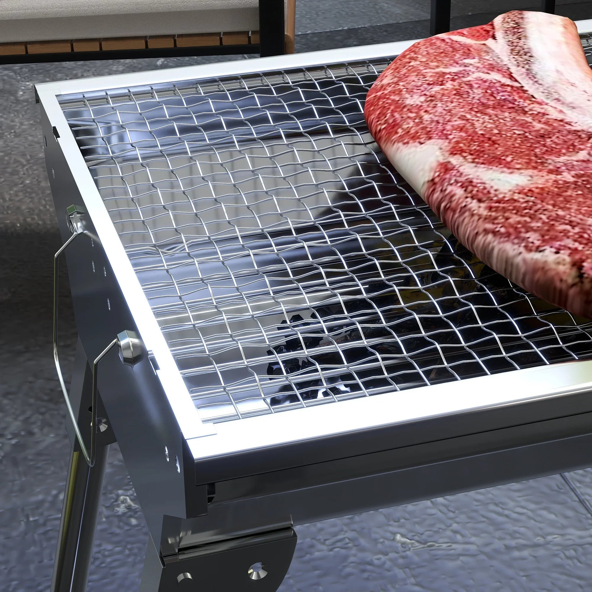 Grill Charcoal Portable Rack for Steel Picnic,Party Folding Outdoor Grill Grill,Stainless