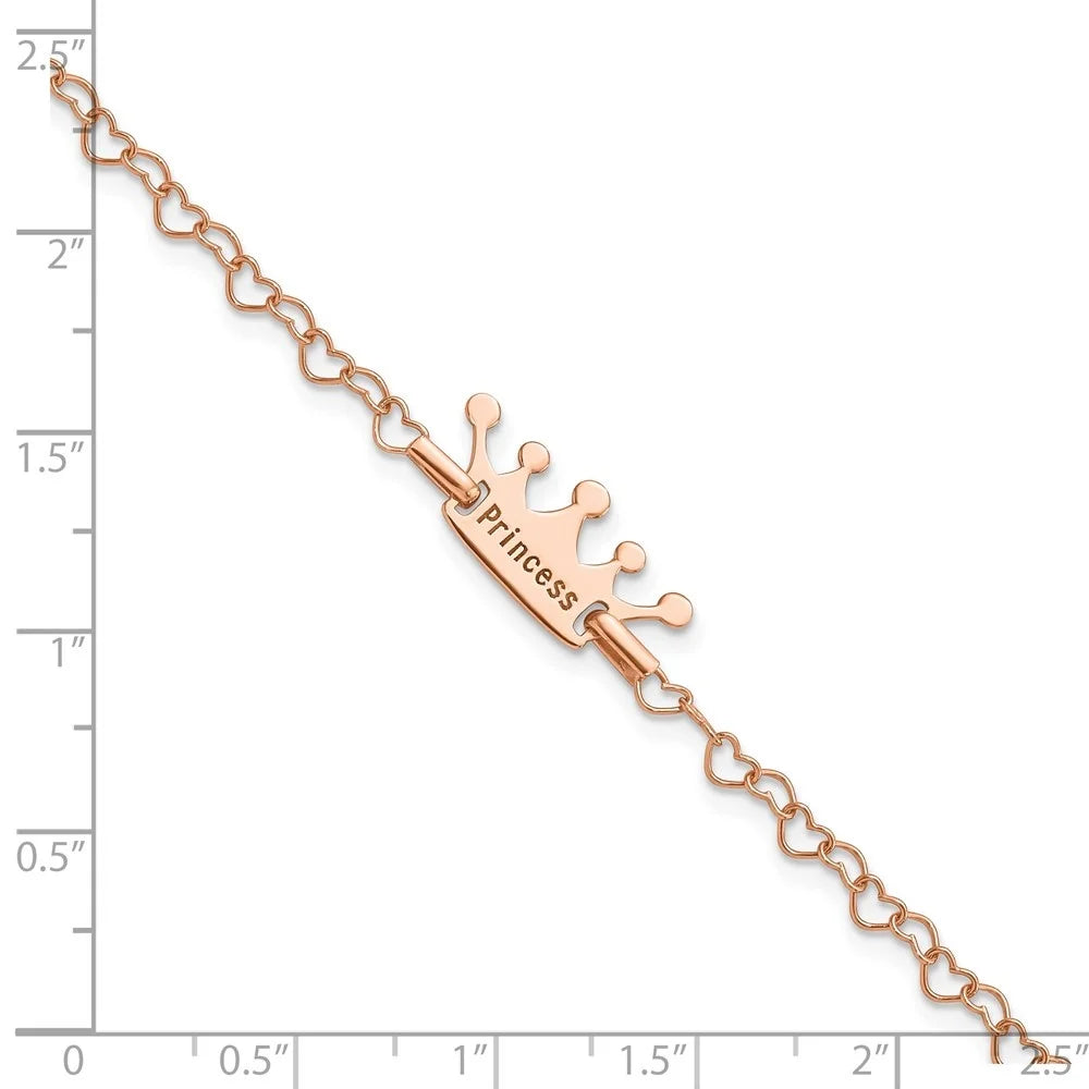 Heart Women for 925 Bracelet Rose-Tone Princess Fine Link Jewelry Auriga Crown 6inch Sterling Silver
