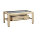 Moderne Salontafel met Glazen Bovenblad en Laden van Licht Hout