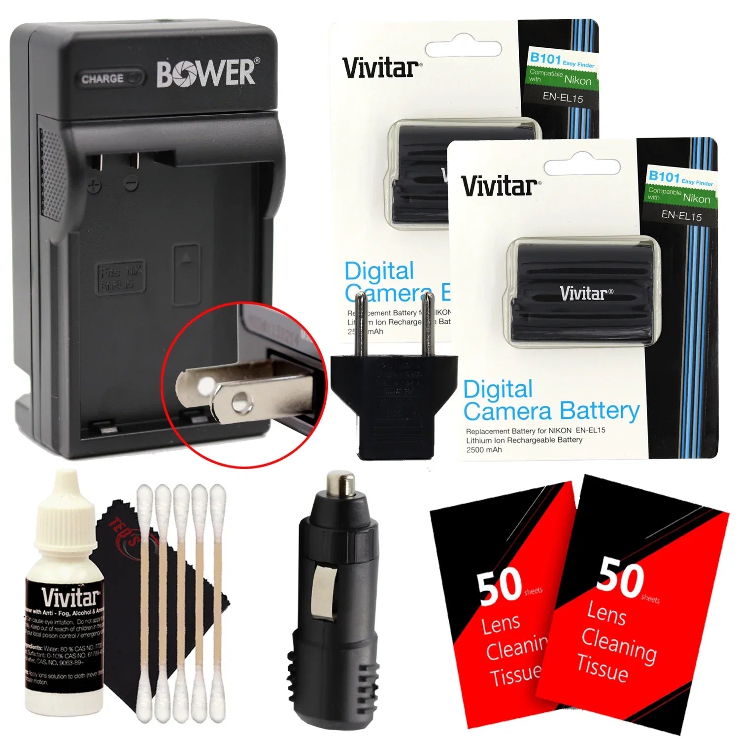 D810 D7100 + for -EL15 D7500 Nikon 2x D750 Battery D7000 D610 D7200 Charger Vivitar