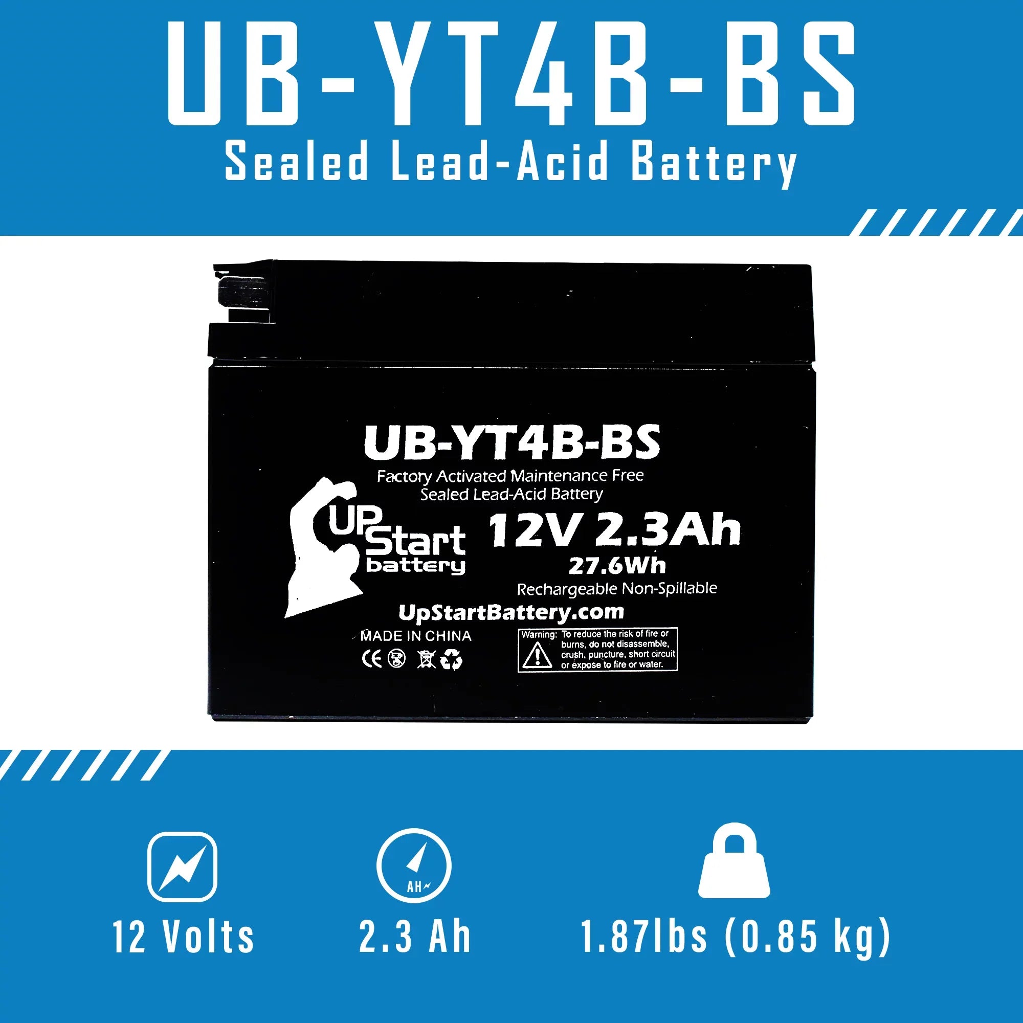 '-Z70 Suzuki - -Z70, Sealed) Yamaha Replacement 12v, Maintenance YT4B- Fits Suzuki Activated, Free 2008 Battery Factory 2015 (2.3Ah, 2009 SR400, with Battery 3 Pack - for