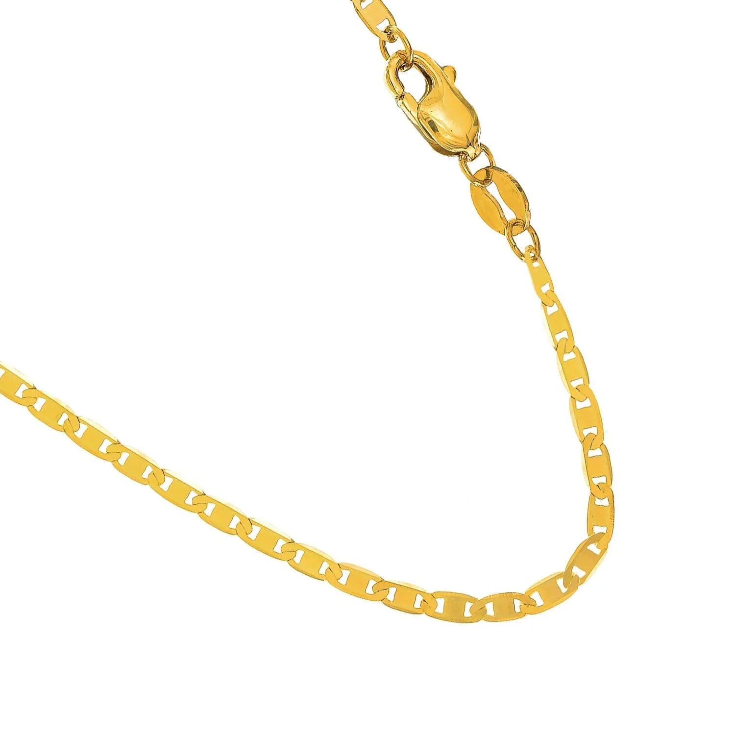 Inches, Anklet, - 2.3 Solid Gold mm Chain Claw Clasp 10k 10 Mariner Yellow Lobster 1.7gr.