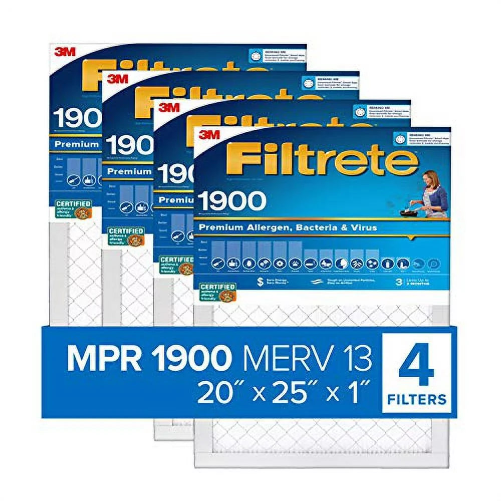 (exact dimensions MPR 1900, 4-Pack x Air Healthy Allergen, Ultimate Filter, 0.78) AC 20x25x1, 24.69 19.69 Filtrete Living Furnace x