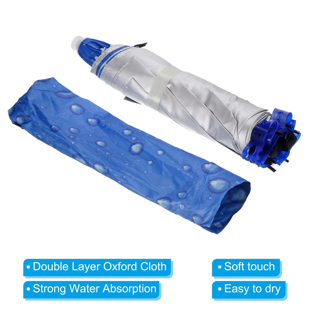 Sun Oxford Blue OD 37.4" Head Hat, Umbrella Strip, Fabric Layer Uxcell Folding Double Cap with Rain