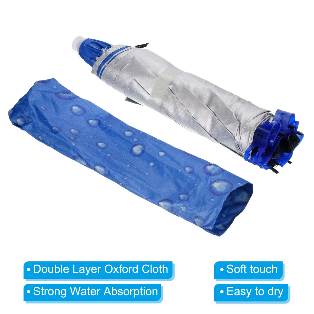 Sun Oxford Blue OD 37.4" Head Hat, Umbrella Strip, Fabric Layer Uxcell Folding Double Cap with Rain