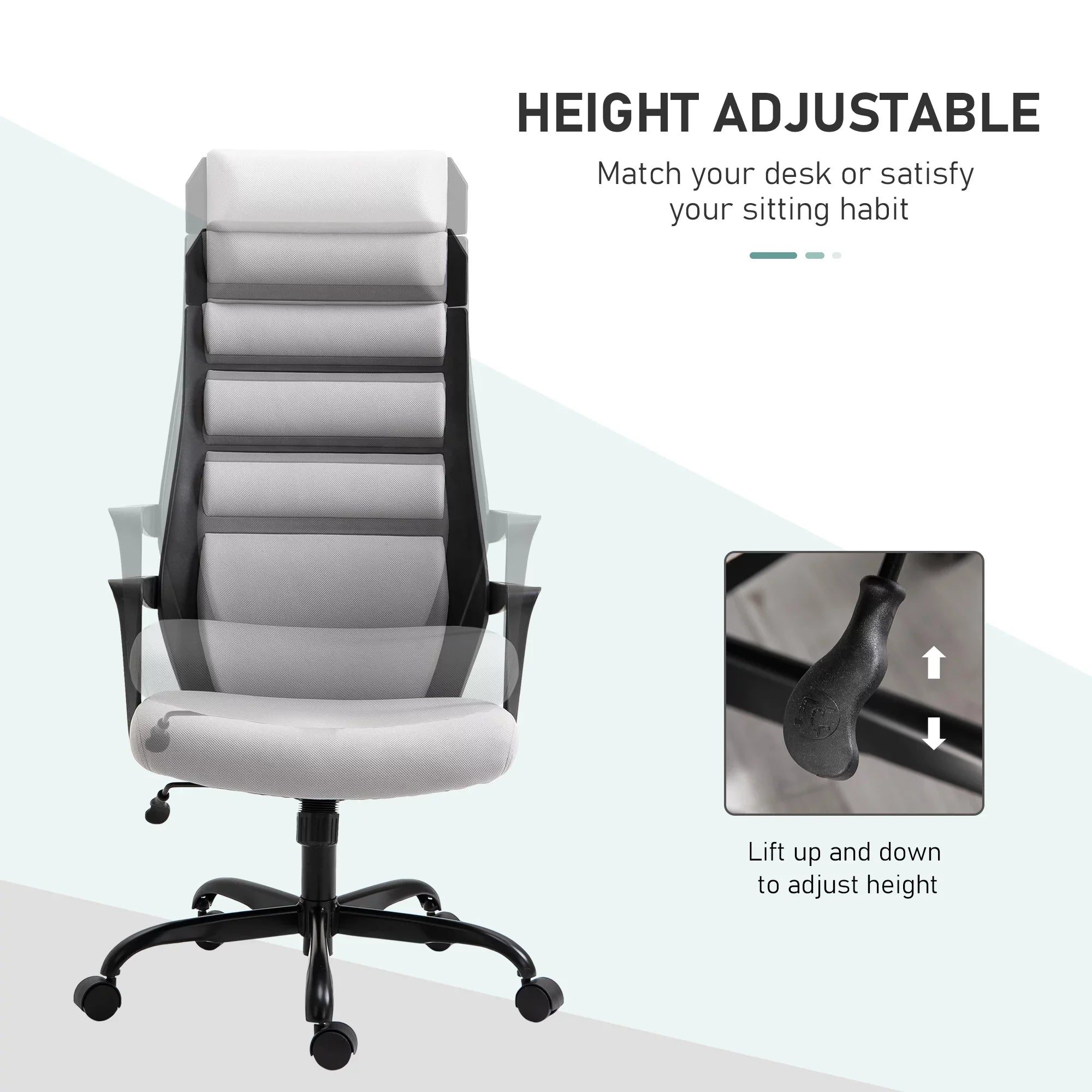 with lb. 26.75 Swivel Vinsetto Height, & Capacity, 275 Adjustable Chair Grey in Executive