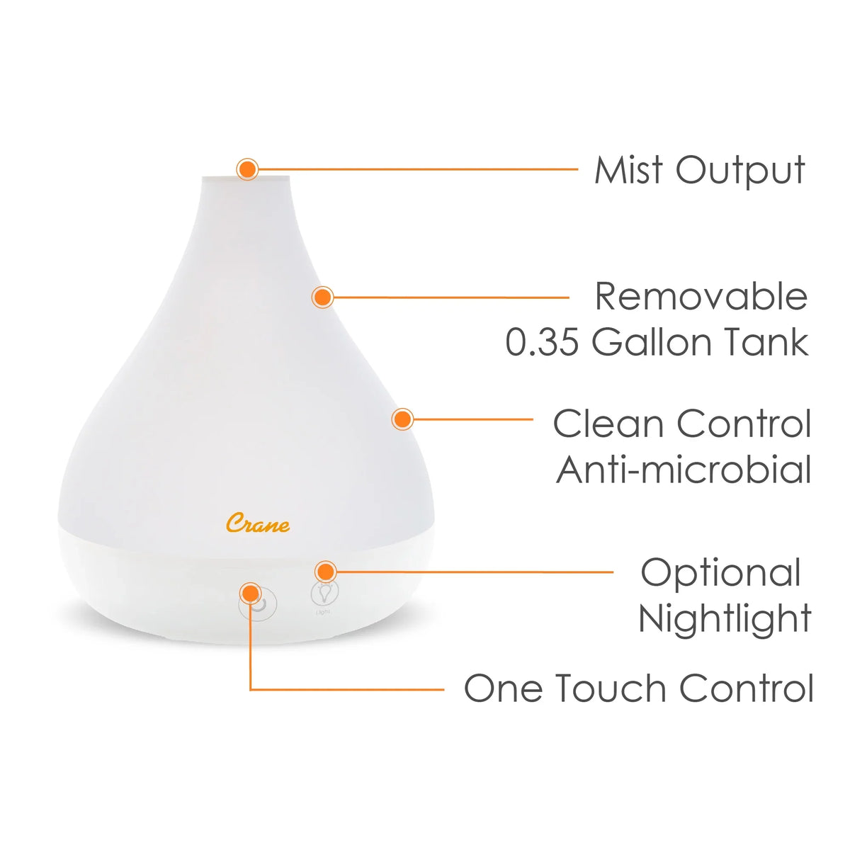 White Model Ultrasonic Cone Crane Diffuser, Aroma Shape EE-5953AD, Cool Mist