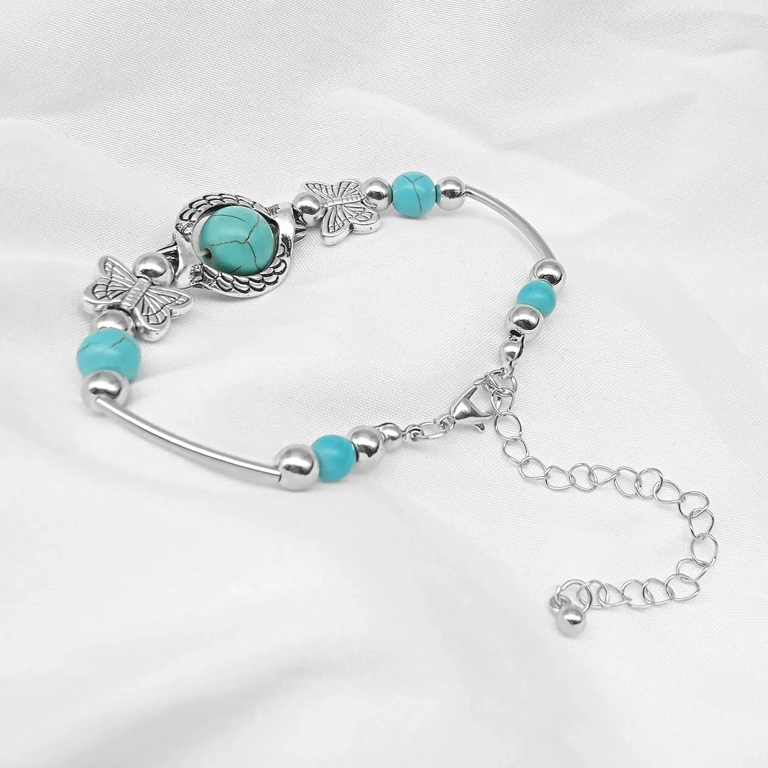 New Bracelet Luxury Jewelry Ladies Faux Gemstone Summer Palm Western Ladies Classic Unique Style Design Bracelet, Gift Bohemian Jewelry, Beaded Turquoise