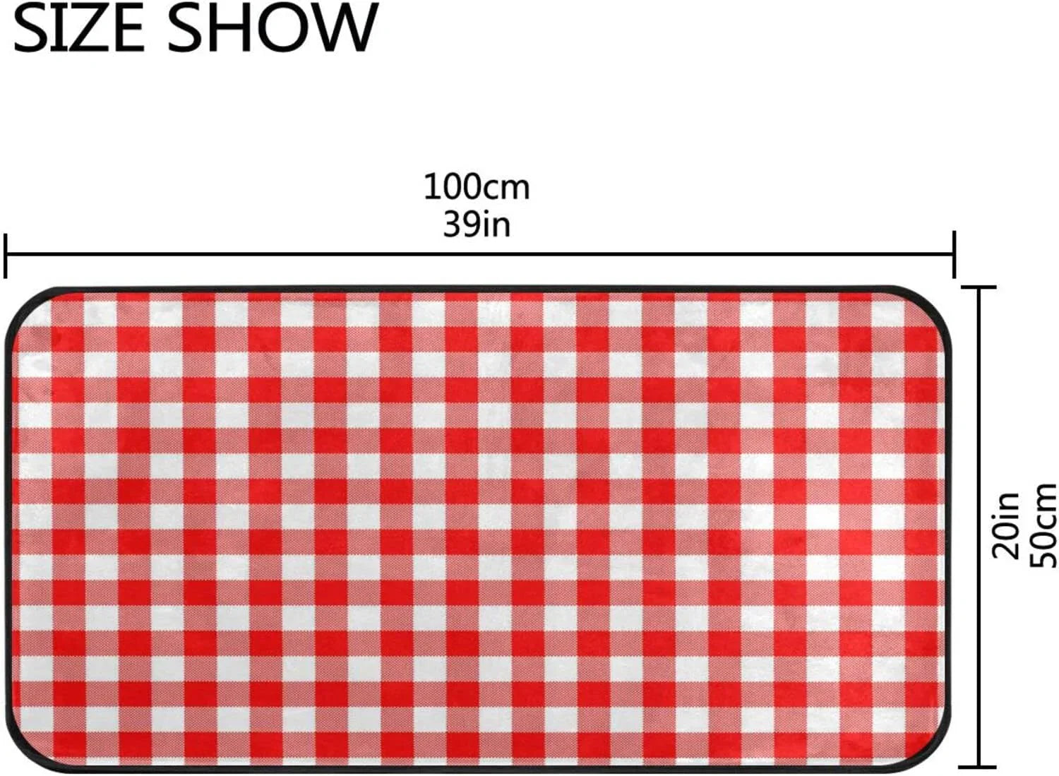 Non inch Bestwell Slip Red for Moistureproof Kitchen Anti-Fatigue Kitchen Floor and Bedroom White Mat 39 Rug Plaid Washable Rug Washroom x Sink 20 Comfort Mat Kitchen