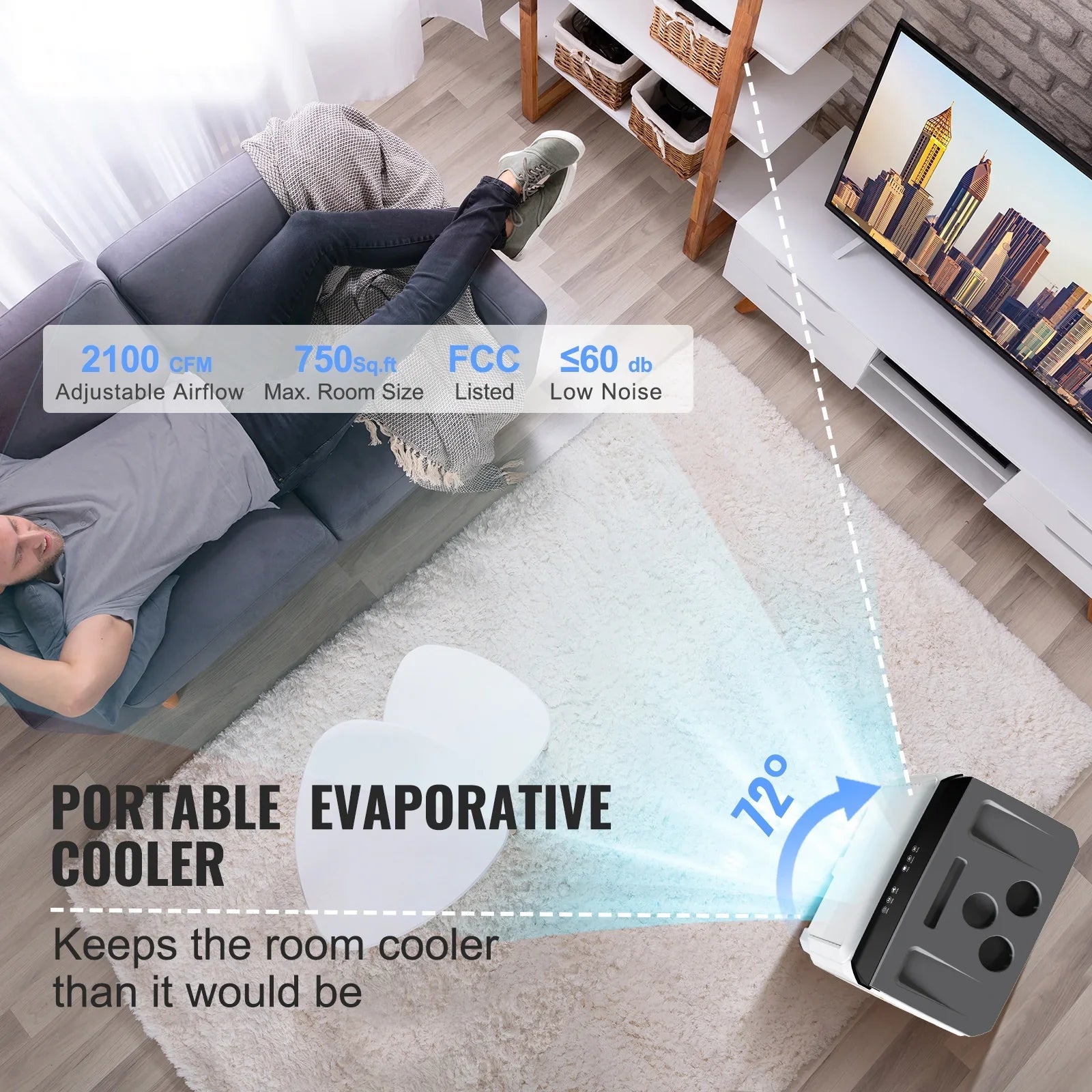 Humidifier Cooler Timer 7 Swamp Gal Evaporative 2100 3-in-1 Air Cooler 12h