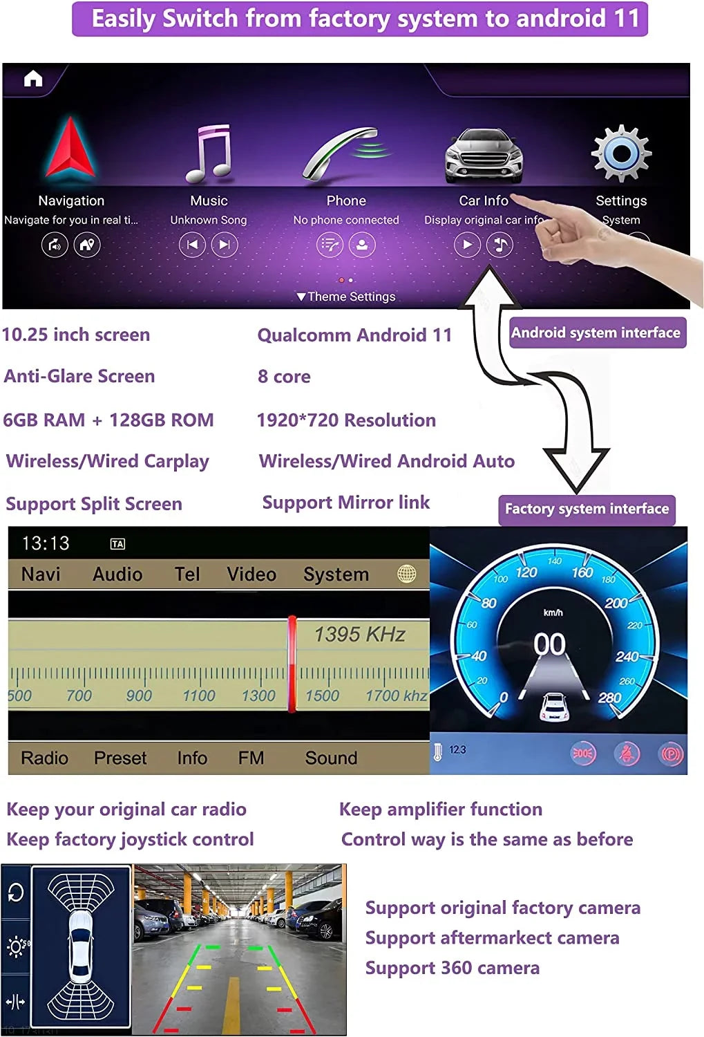 C Screen Mirrorlink W204 NTG4.5/4.7, Wireless 13 Benz Road Car Mercedes Android Touch Top Supports CarPlay with 10.25" Class for Android Screen 8GB+256GB 2011-2014 Car Wired Stereo Year Touch Auto