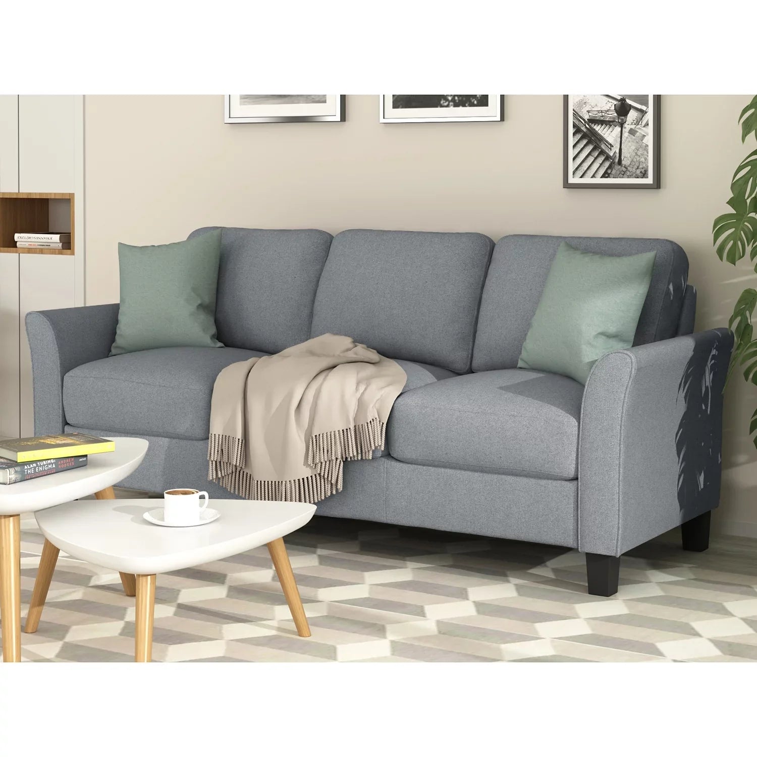 Living Room and Furniture Sofa (Gray) Anself chair 3-seat