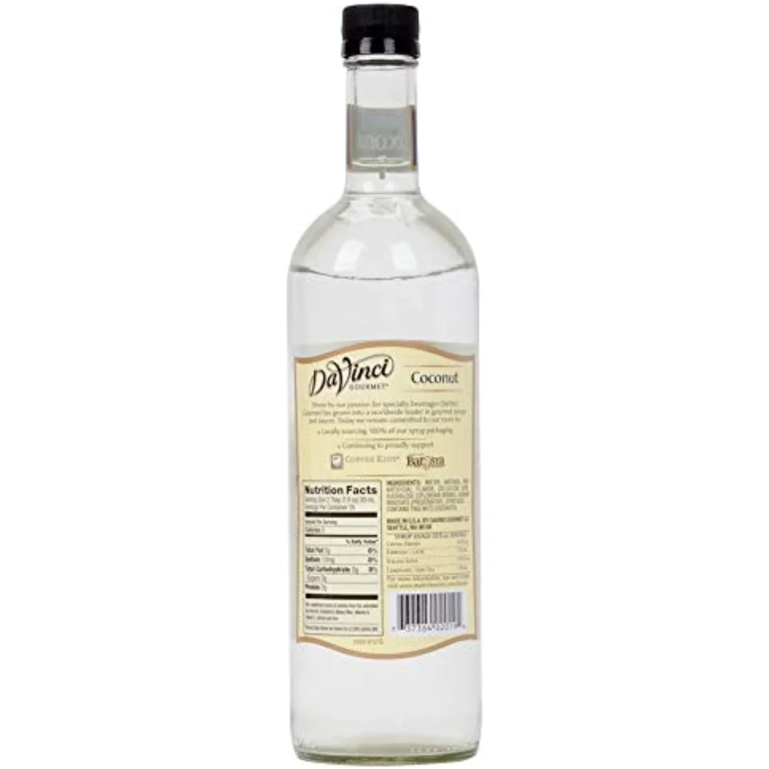 Syrup, Bottle Davinci Free Gourmet Ml Sugar Plastic 750 Coconut