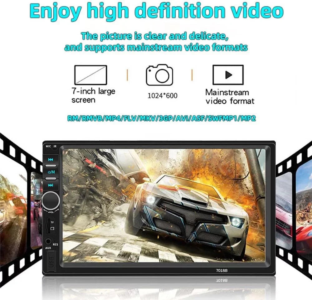 Camera Stereo Car with FM Din 7 Car Bluetooth Mirror Screen Radio Receiver with Backup Radio Link Audio and Inch USB Touch Remote Control Double