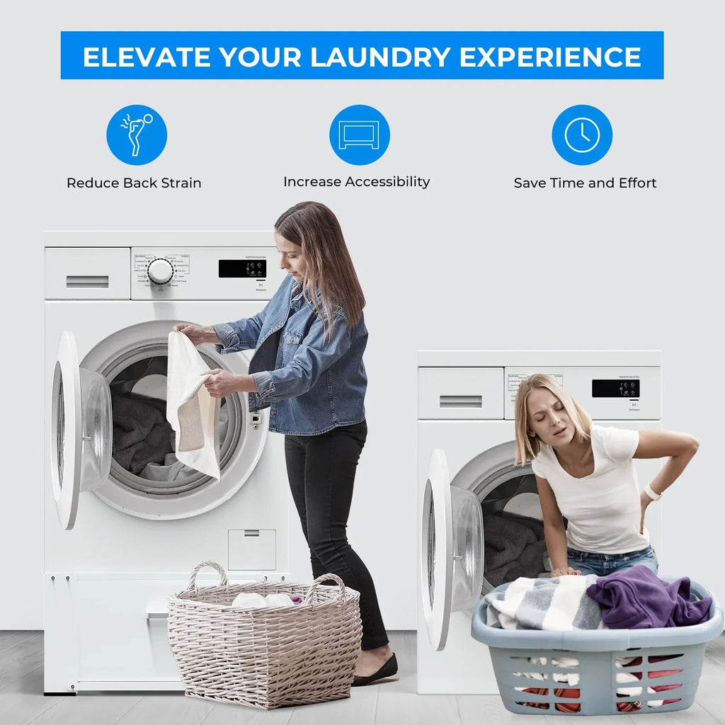 Steel, 29" Stands, Pack 28"× Dryer and Washer Laundry 2 Pedestals, White Inlife Pedestals Heavy Washing Duty Stainless Dual Machine