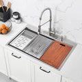 Drop-In Steel Bowl Holes Single with Faucet Sink Kitchen Stainless 2 30''