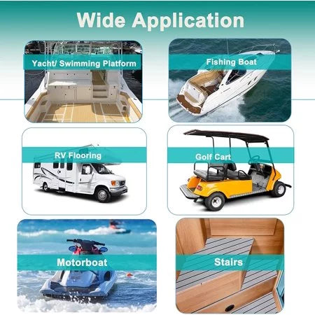 Decking Fits 35" Flooring Teak Sea 94"x for Marine Self-Adhesive Deck Mats/Decking Yacht Vessel Faux Vessel Sheet/Carpet Pad Foam Non-Skid