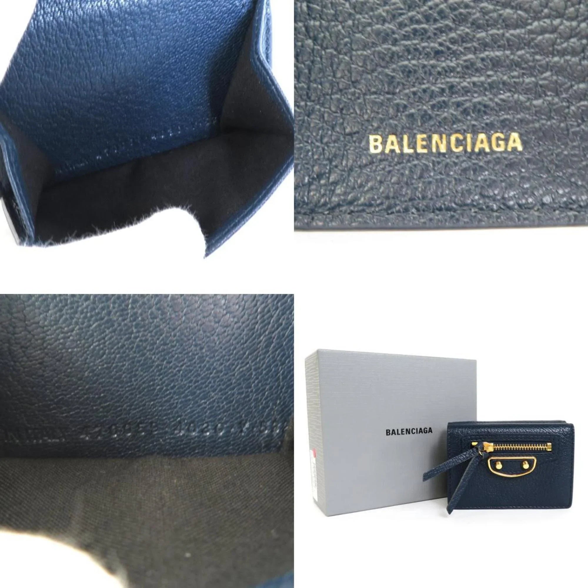 navy mini wallet leather Pre-Owned Balenciaga gold (Good) trifold