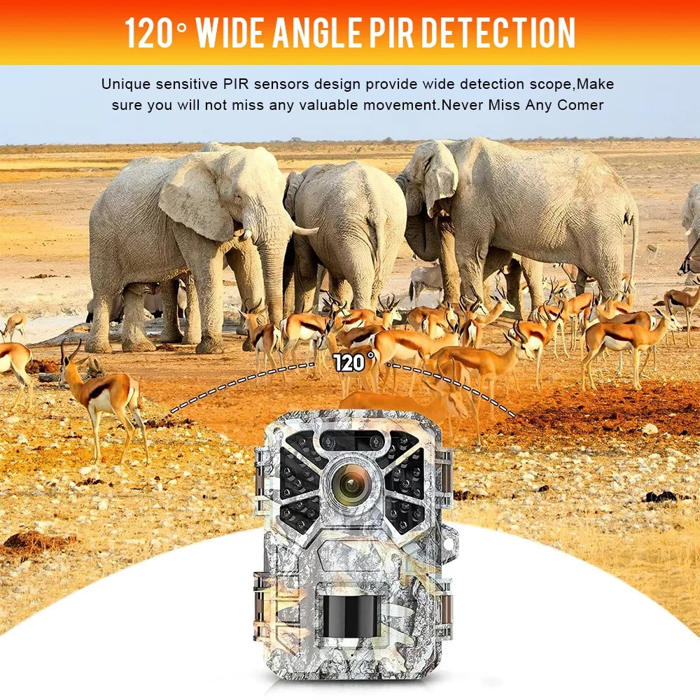 Monitoring, 30MP Vision Angle Lens Farm with Wide Game Infrared Surveillance, Camera 2k Trail Trail Night Pack with Camera, Wildlife Hunting 2 120° Monitor Moistureproof