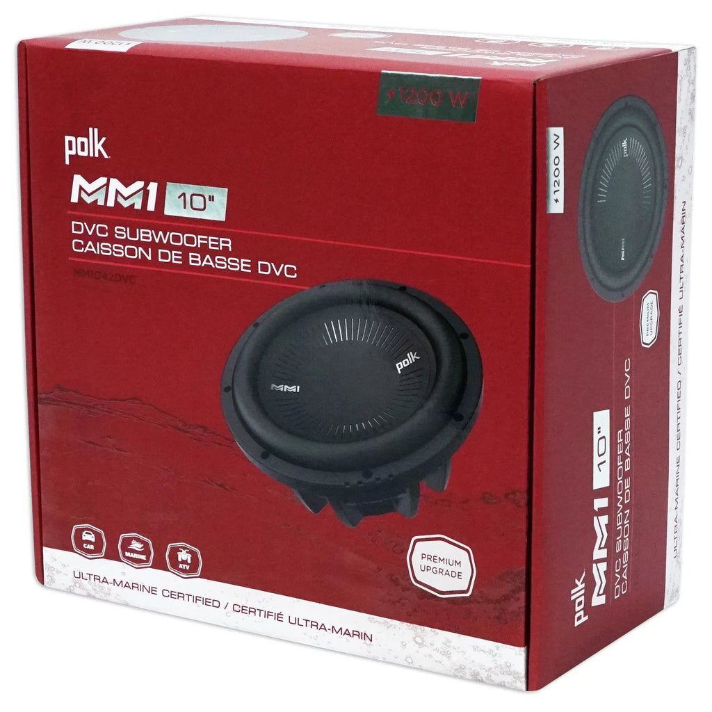 Subwoofers+Vented 2400w Amplifier+Wires Box+Mono Sub 2) 10” Audio Polk MM1042DVC