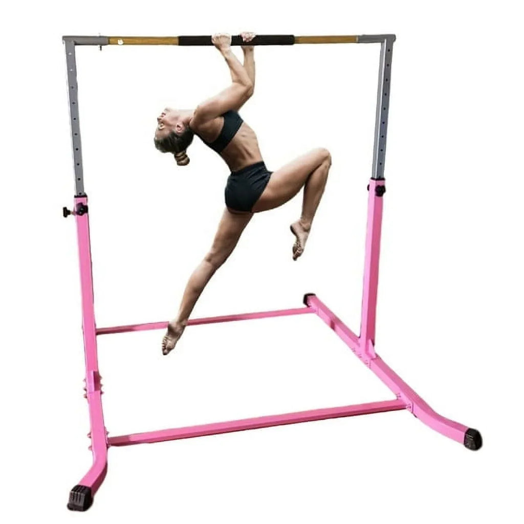 Duty, Bar Heavy Fitness Junior for Kip Up Pink to Training Height Bar, Hand Pro-Gymnastics - Kids Adjustable FT 5 - Cushioned