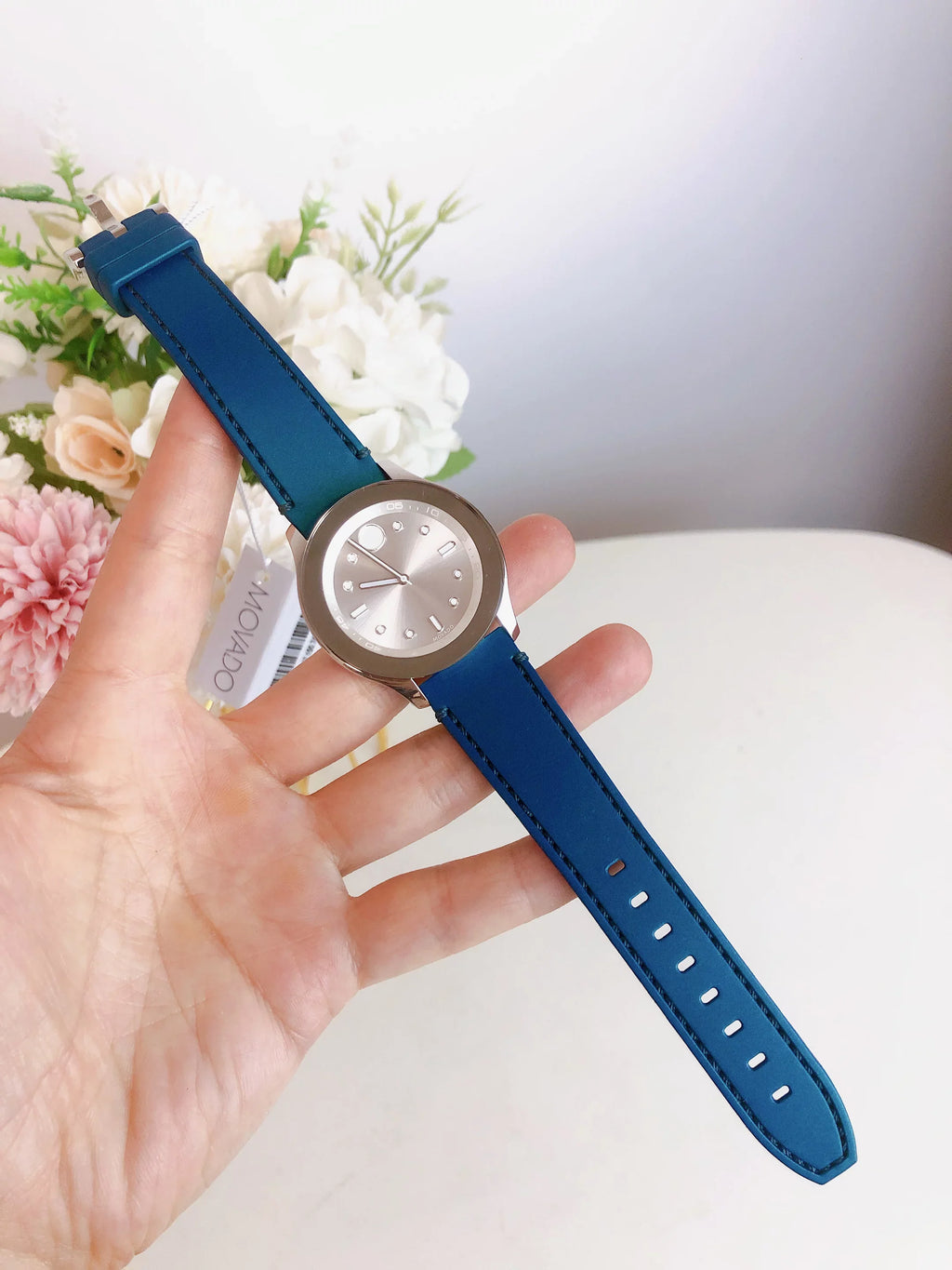 3600715 Watch Green Dial Movado Strap Women Bold Swiss Silver Silicon