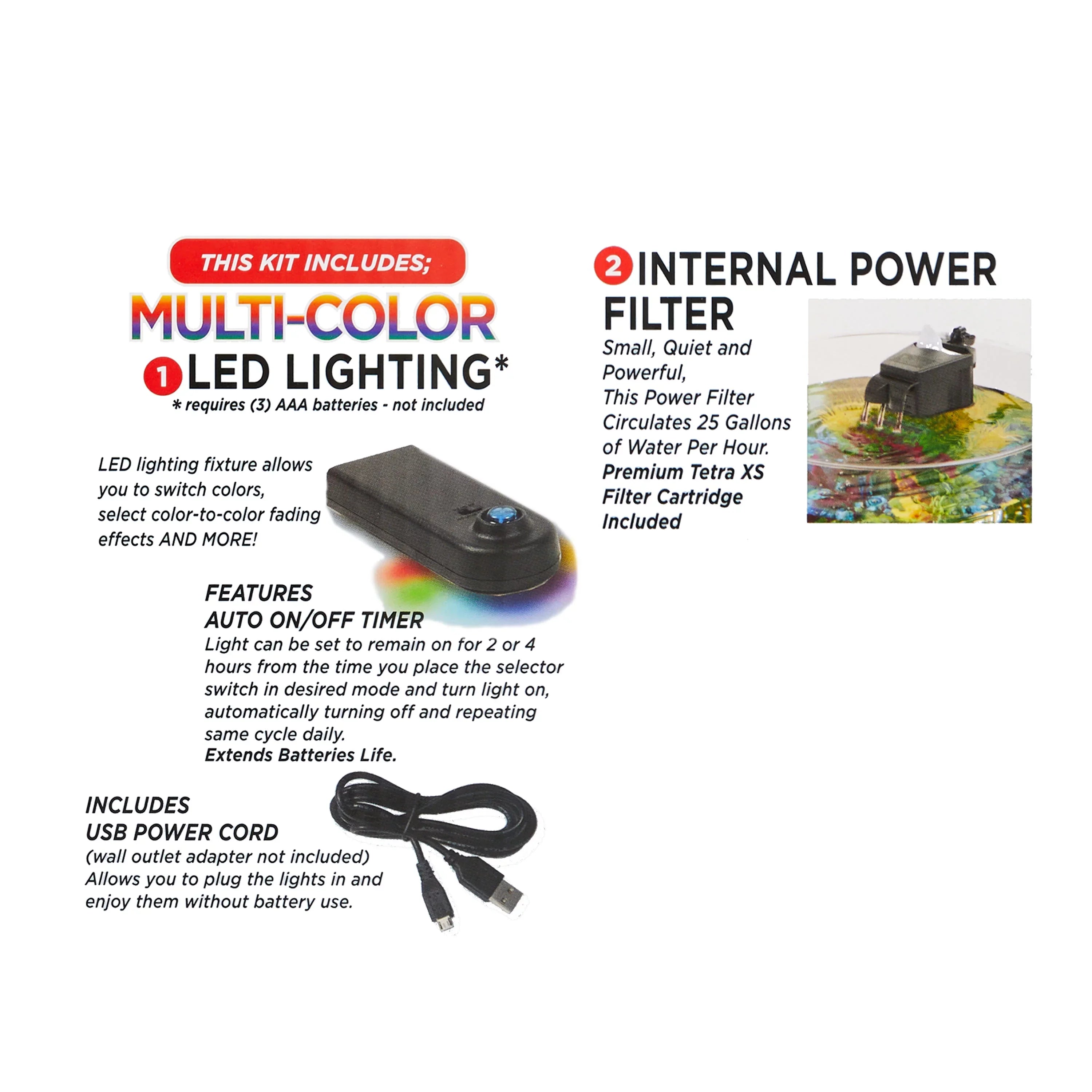 Aqua Power with Culture Plastic 3-Gallon Light Filter and Aquarium