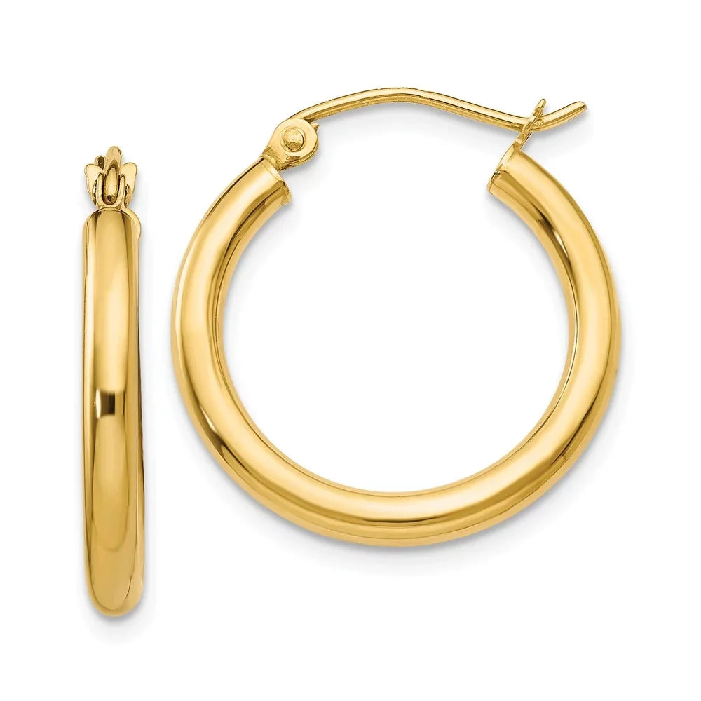 and Gold 14kt Earrings; Yellow for Teens; Tube Adults Real for Women 2.5mm Men Polished and Hoop