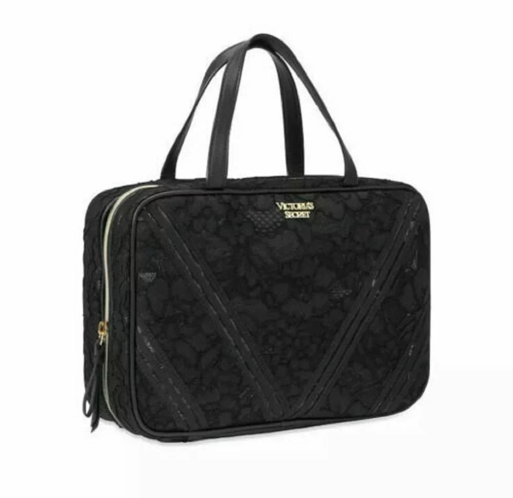 Floral Secret Bag Case & Cosmetics Black Lace Victoria's Clear Travel NWT Jetsetter