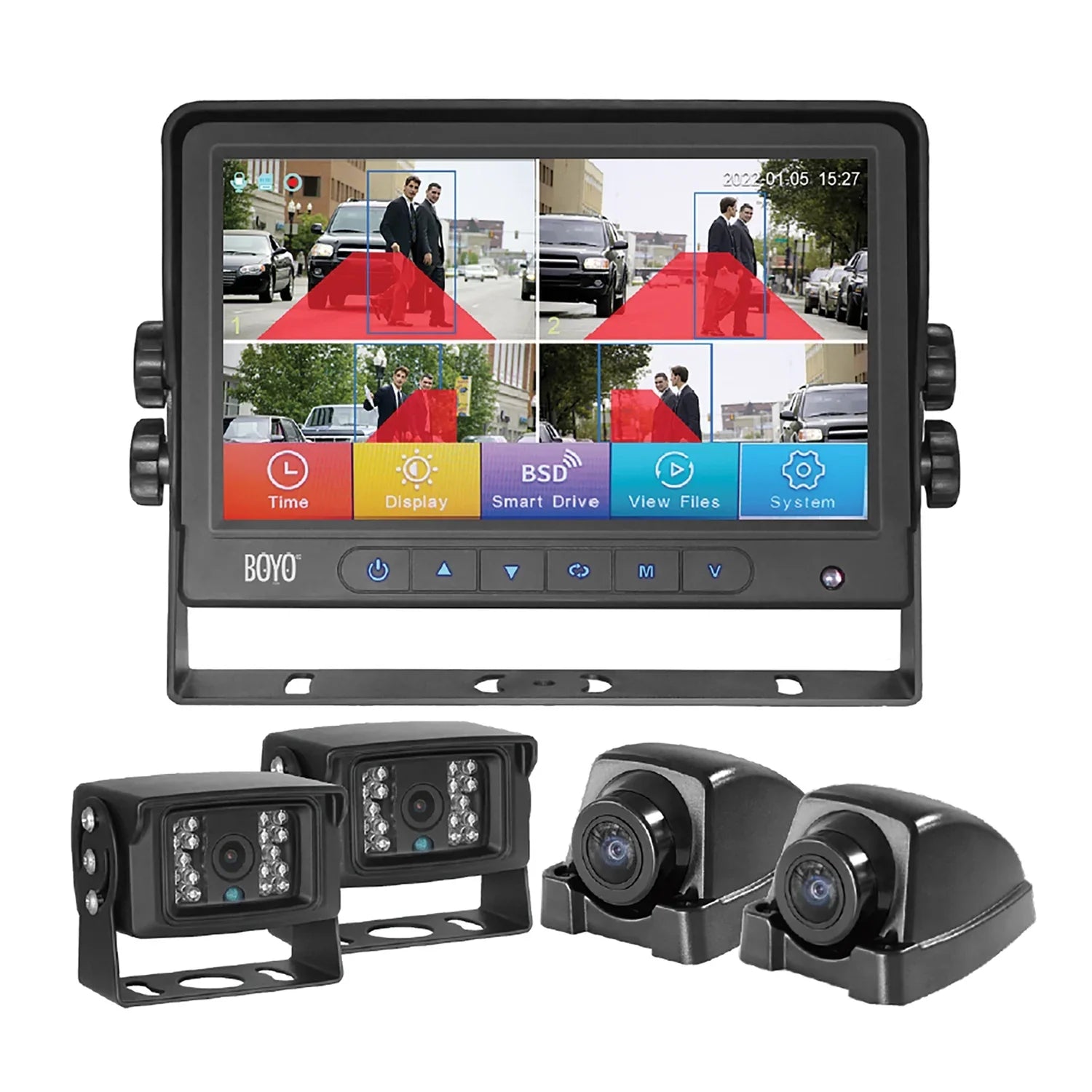 Detection 4-Camera and VTC700AI-4 4-Channel Warning VTC700AI-4 7-In. and Vision Monitor Alert, Intelligent with System