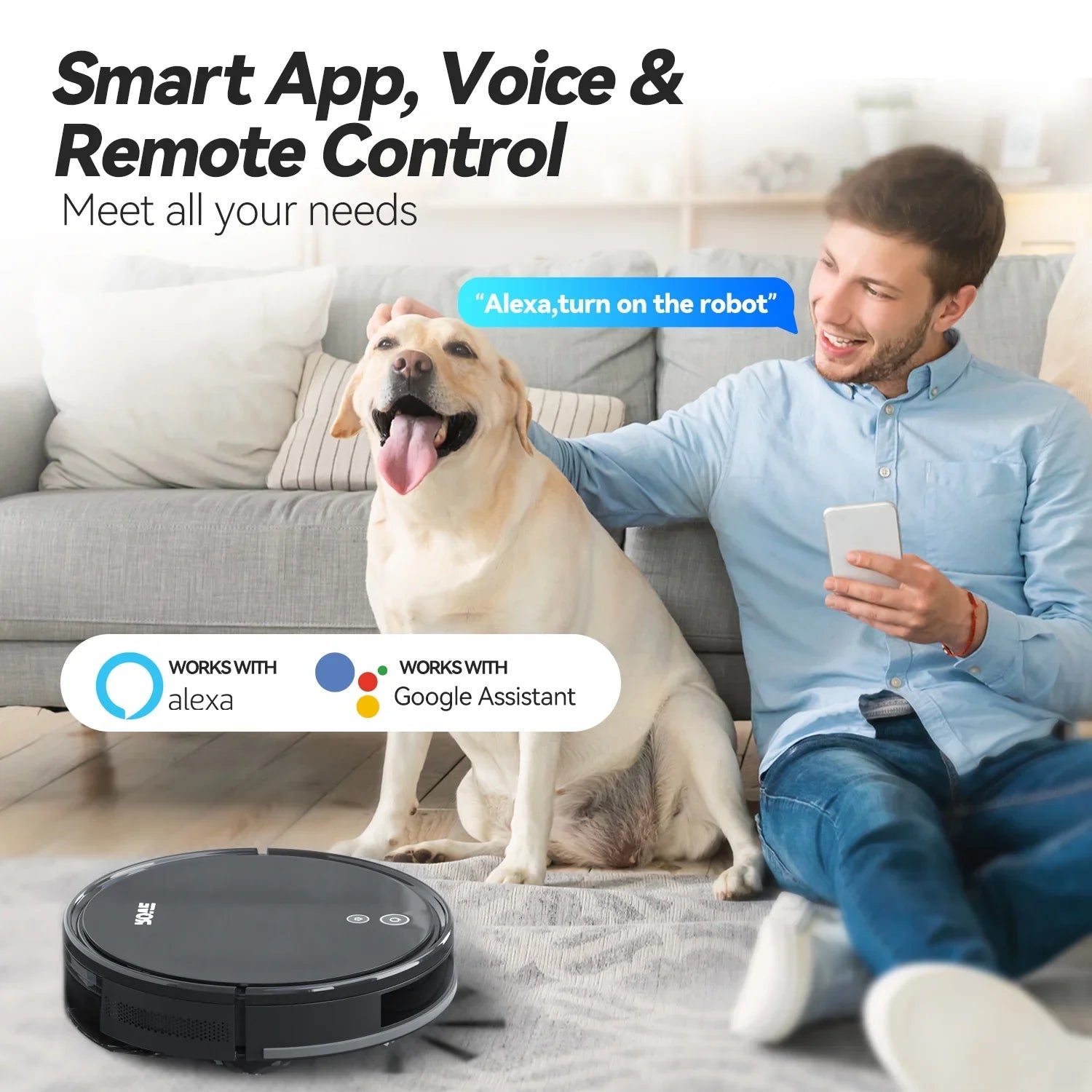 Battery Life Carpet Ideal Strong & Pa 600ML Dustbin, Rove Robotic Automatic Robot Suction 2000 Self-Charging, Vacuum Pet Floor Cleaner, with and Pile 2600mAh Hard Care, for Sweeper Low