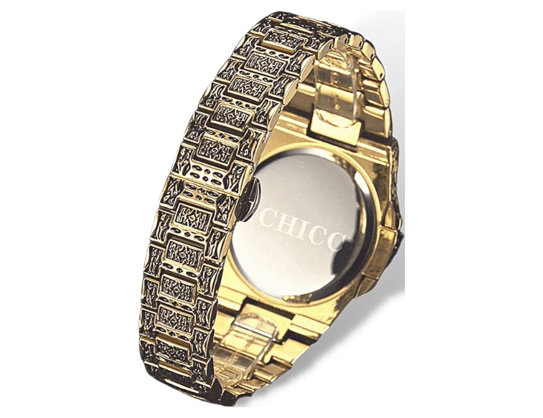 Watch for Steel Men with Gold Strap Watches Wrist Quartz Analogue Vintage Stainless Calendar