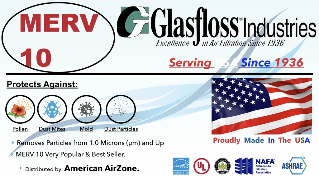 AC - - 4) 10 Office - Pleated Air 2" - Glasfloss Air - (Pack Filter The USA. HVAC In Made Filter - 14x36x2 or MERV Filter Air of Home or Furnace