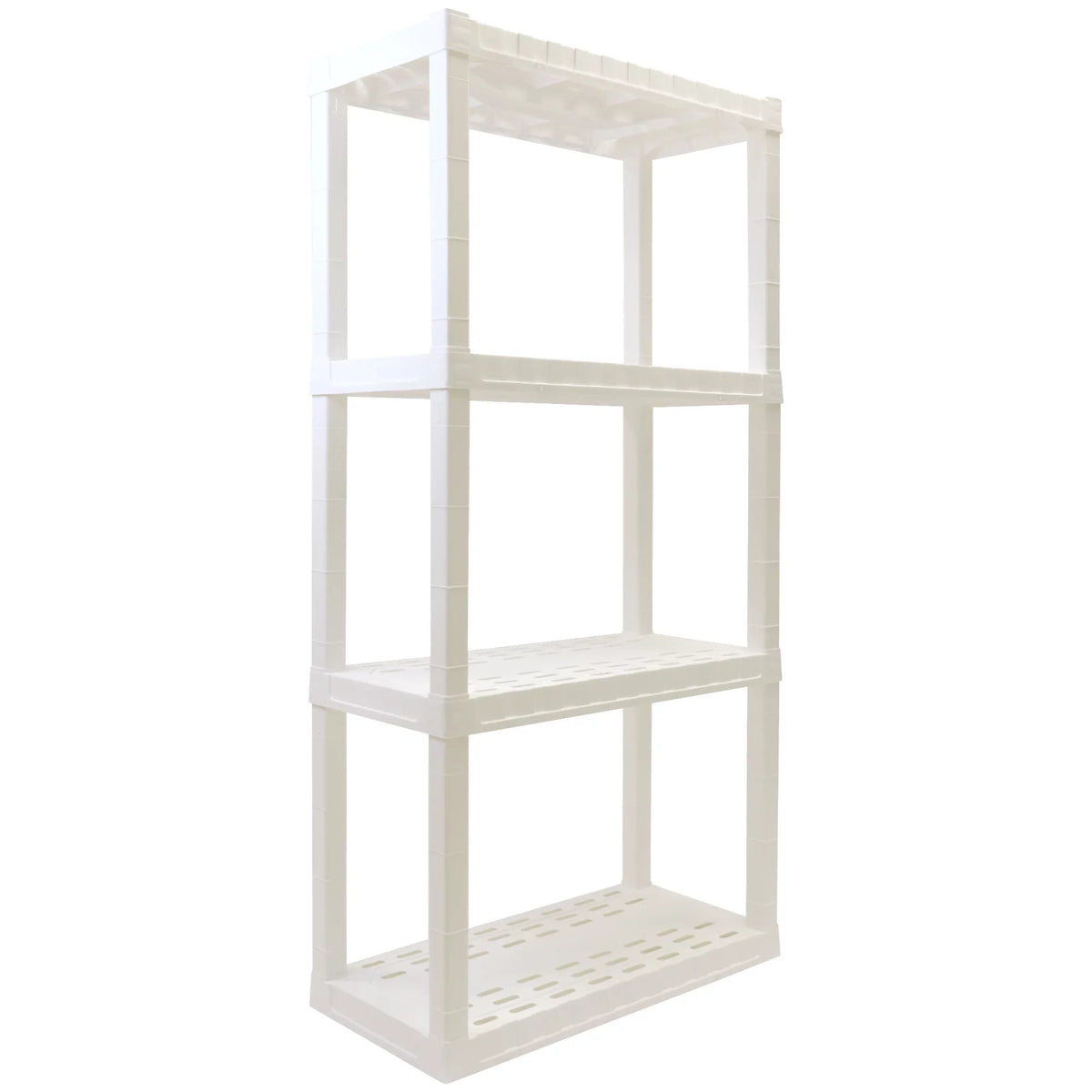 Tough Storage Shelving Hyper D14 4-Tier Shelf Unit, x Home Plastic x Multipurpose W30 Organizer, H57" White