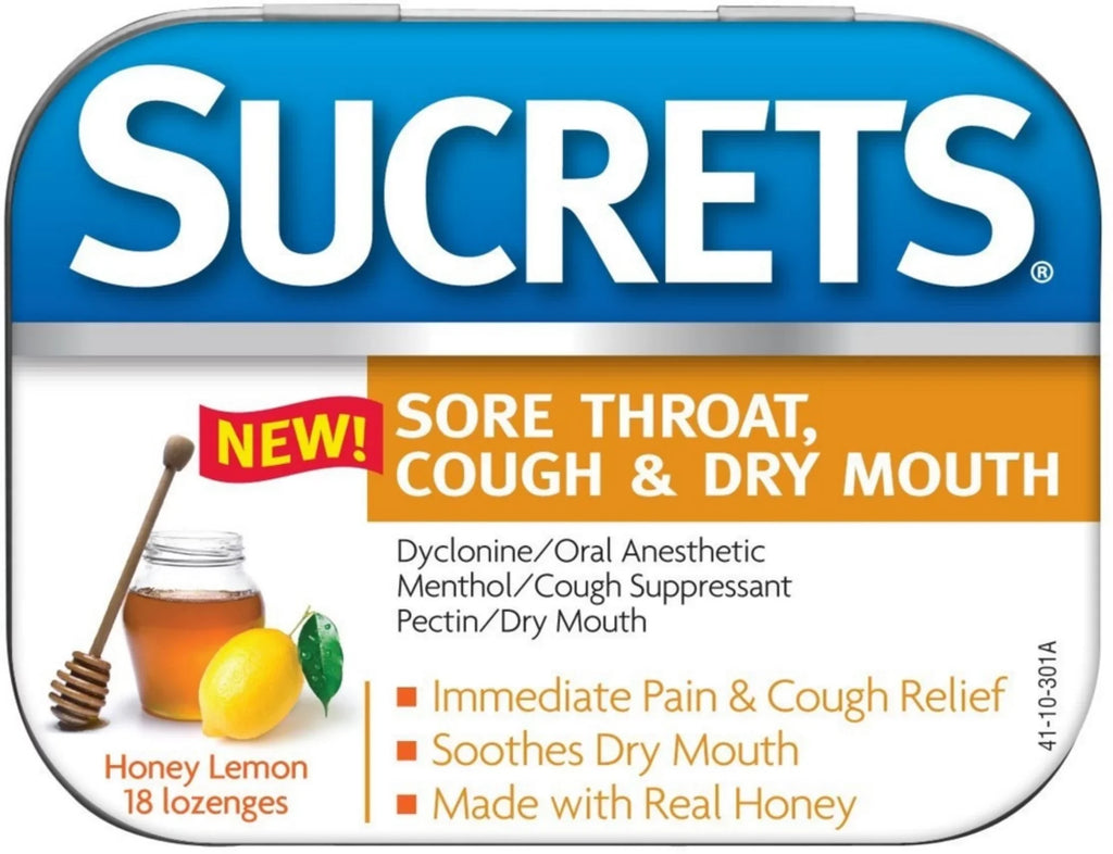Sore Mouth Cough Lozenges, ea 18 Sucrets 4) Throat, Lemon & Honey Dry of (Pack