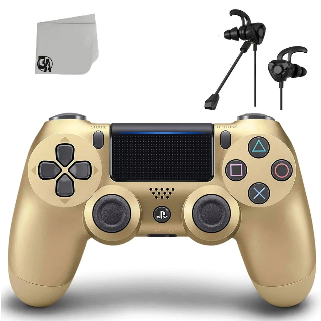AXTION Wireless Bundle Gold Controller BOLT DualShock PlayStation New with Like Earbuds 4