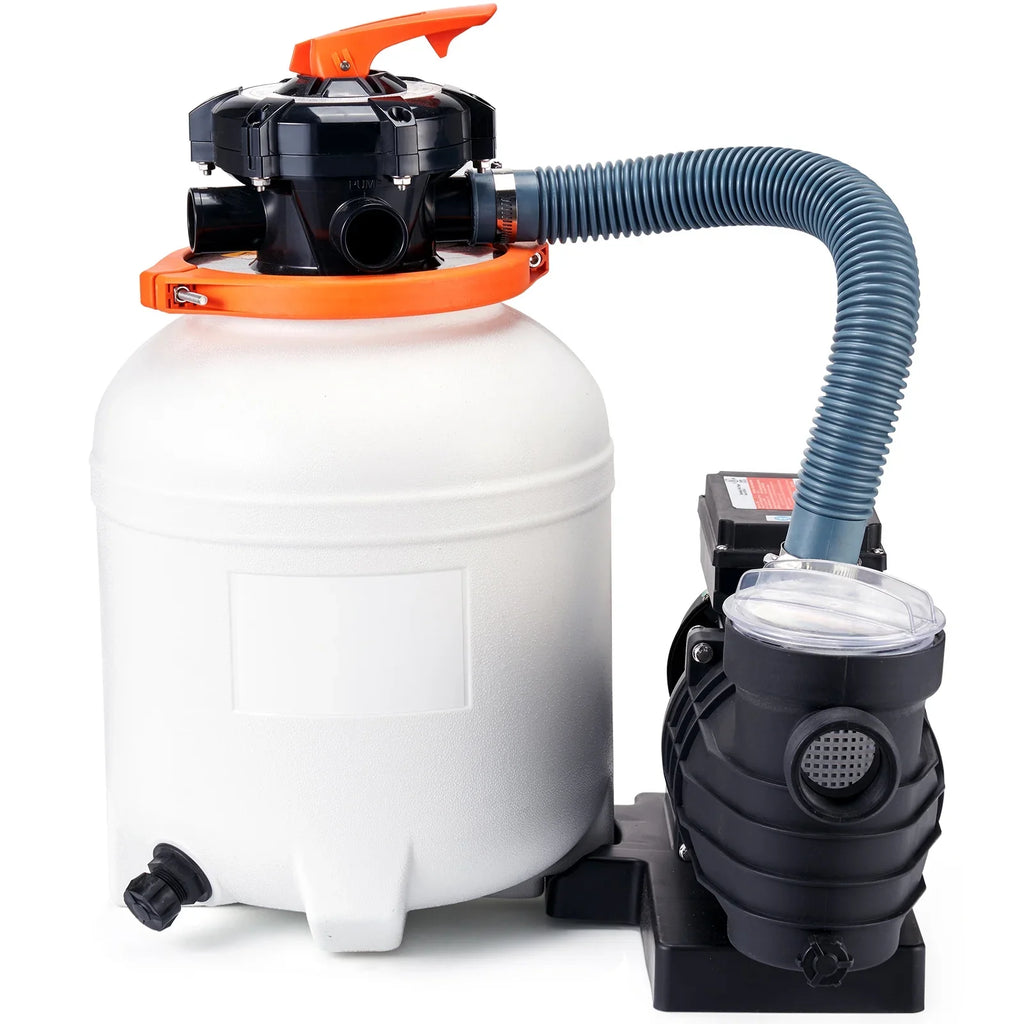 12" 1/2HP Flow Swimming Pool Valve Filter 3000GPH Ground with Pump 6-Way Sand SKYSHALO Above