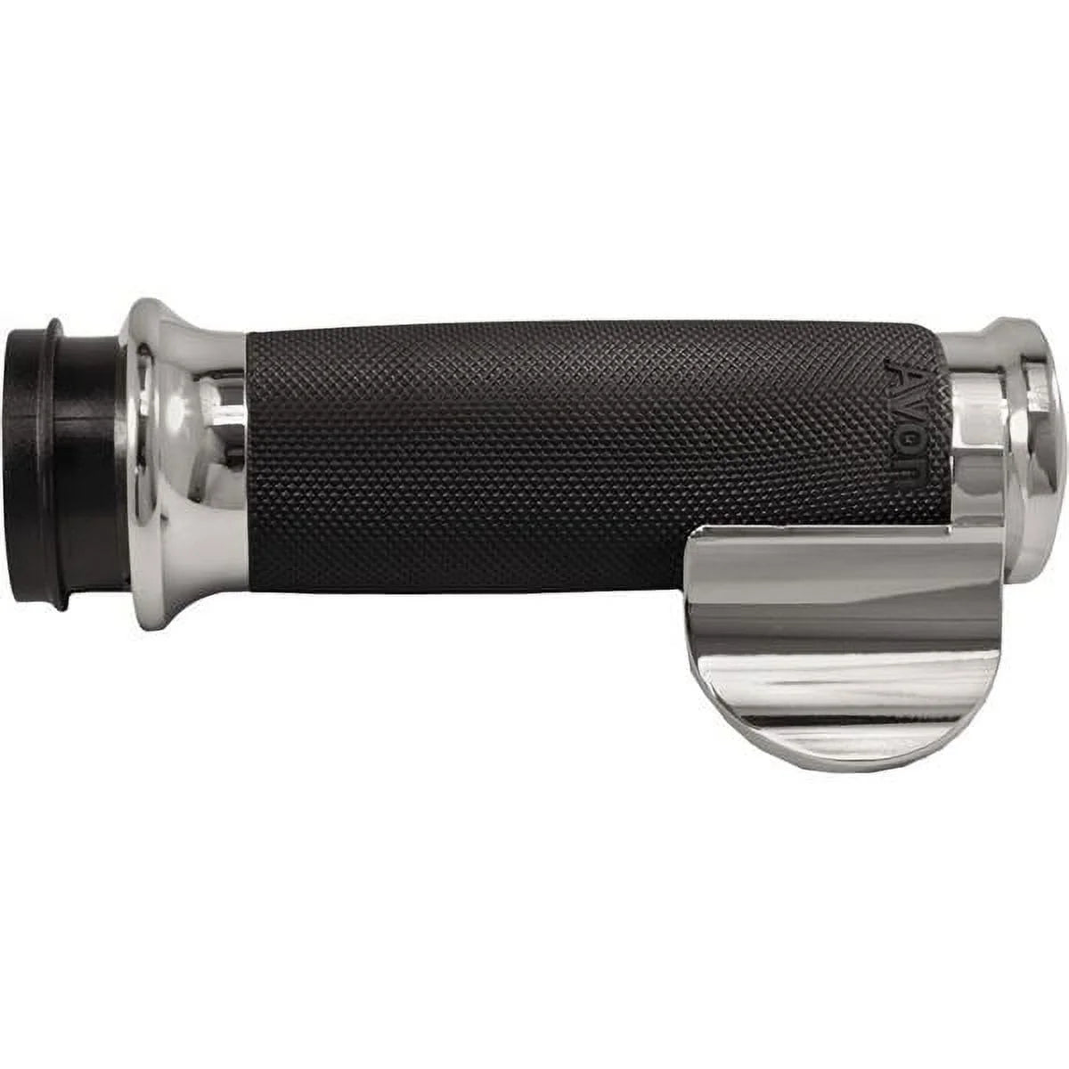 Throttle Grips -85---; Chrome / Grips Avon Custom F-B-W W Contour Boss