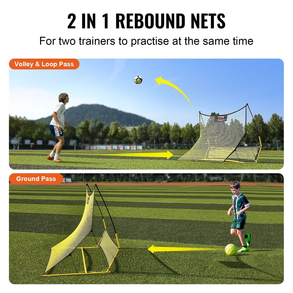 Bag Portable Portable 71"x40" Soccer 2--1 Net Soccer Trainer Rebounder
