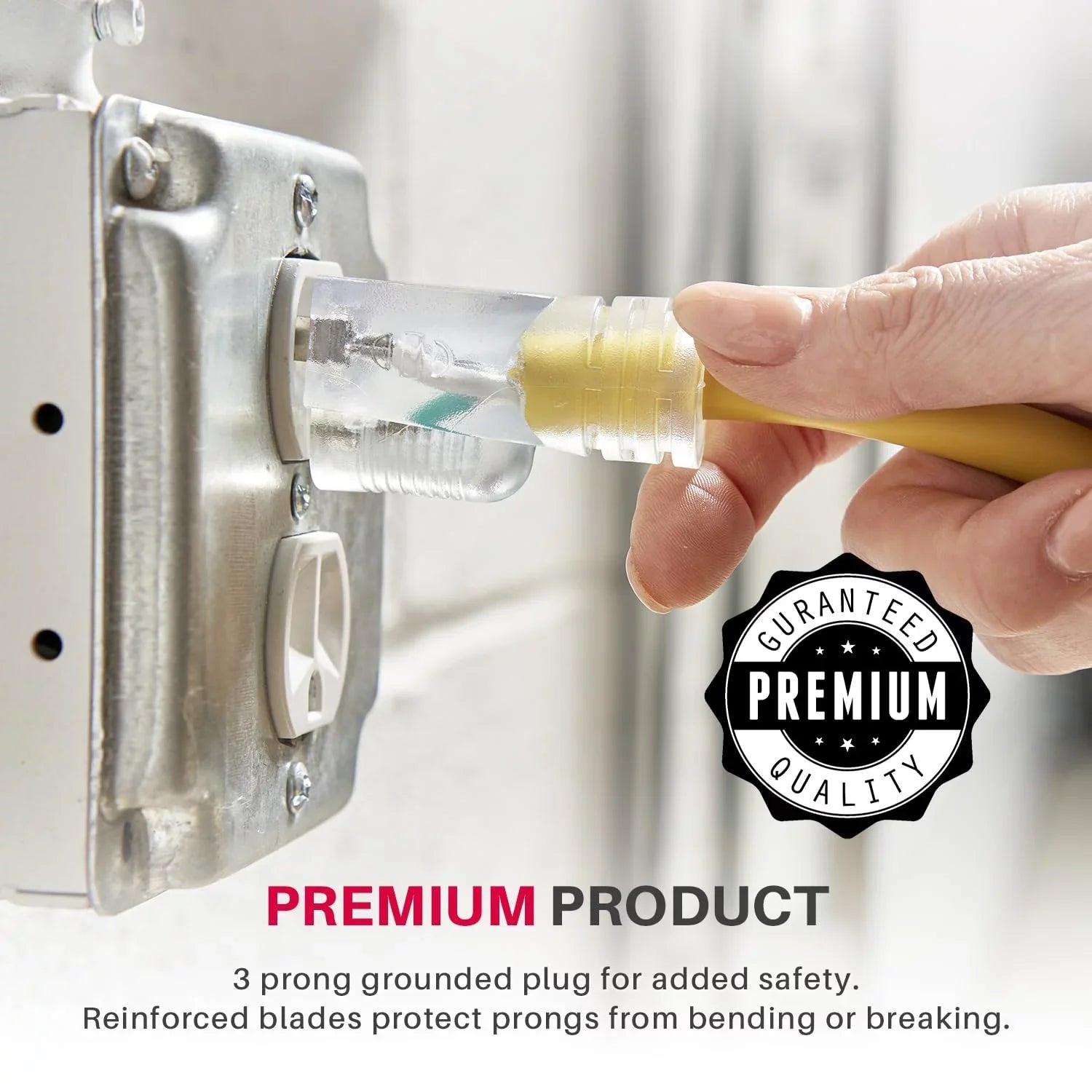 Yellow 3 Gauge, 1250W, Durable , & Flexible, Abrasion Oil 16 Cord 100 & Extension Lighted, Plug 125V, ft Smart - Fits. Prong, Use, 10 Outdoor Indoor LifeSupplyUSA Defensive,