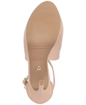 Charly MISCHKA Womens Charm Straps Pumps Buckle Adjustable JEWEL BADGLEY Buckle M Padded 8 Round Shoes Platform Beige Toe 1" Crisscross Stiletto