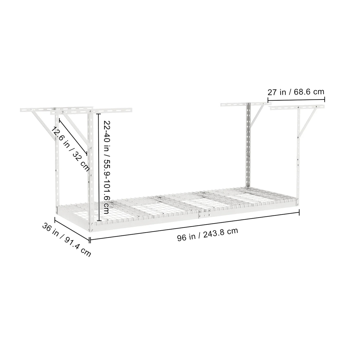 VEVOR Ceiling Rack 36x96in Rack Adjustable White Garage 600lbs Storage Overhead