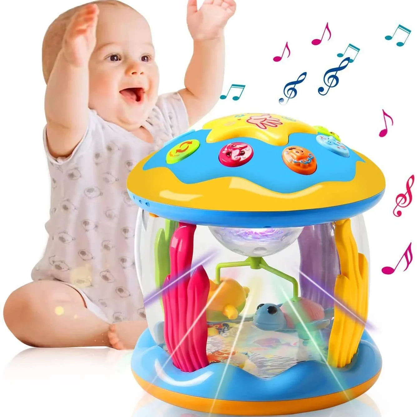 Months Projector Gifts Old Toys Boys Time Musical Year 3 Tummy 2 Toys Light 6-12 1 Learning Crawling Toddlers 12-24 Infant Ocean for Up for Baby Months, Toys Toys Girls Baby