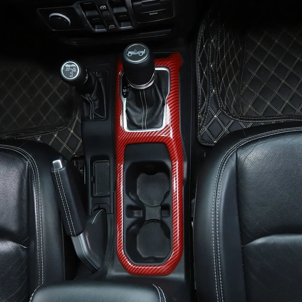 Jeep Cup Panel For Red Shift Cover Wrangler Teledu Gear Parts Holder Carbon Trim