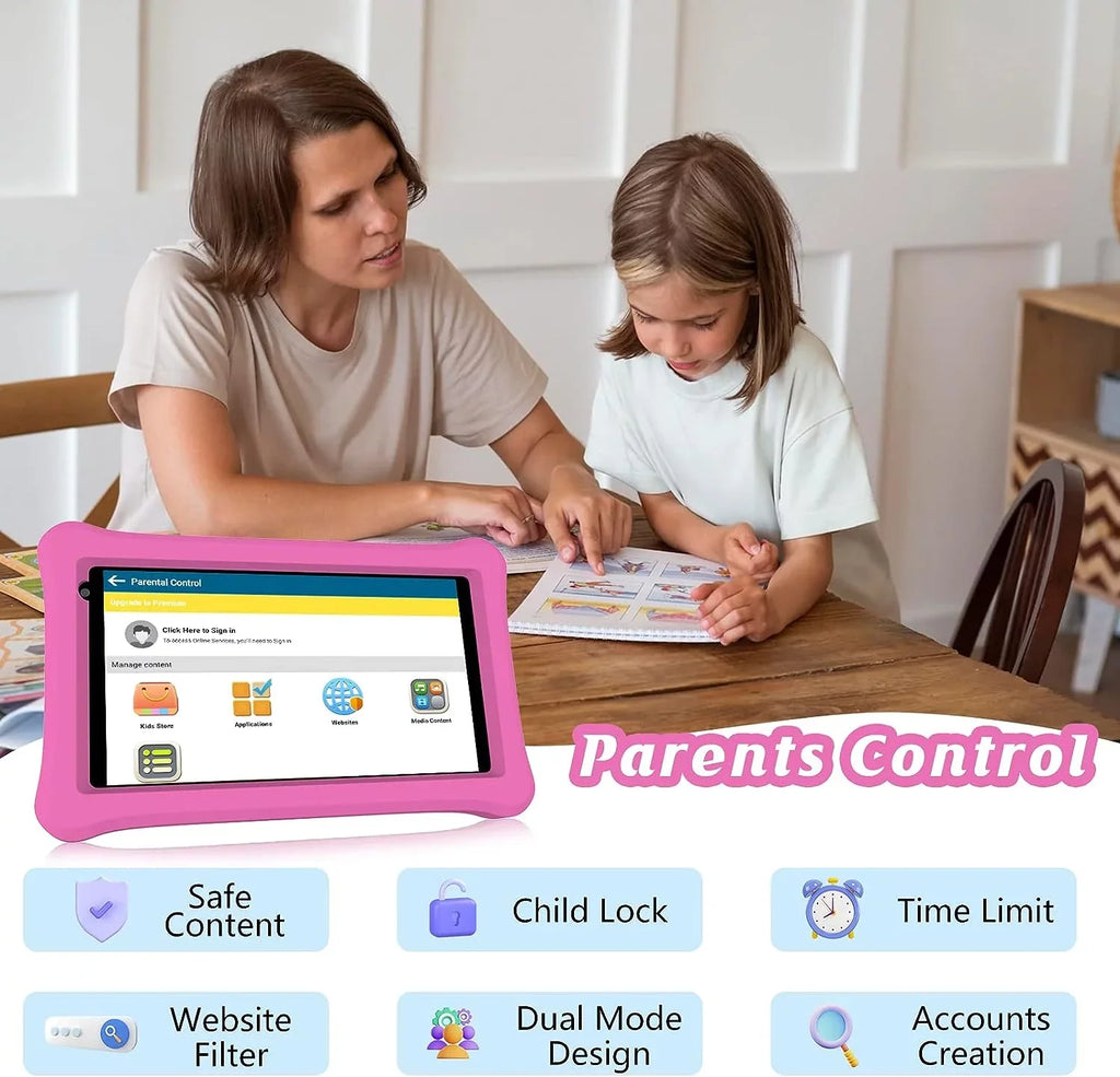 Camera, for with Dual WiFi, Bluetooth, Certificated, Kids Toddler for Control Kids Tablet, 11 Google 2GB inch Androrid Case, Parental Tablet Learning 32GB 7 Tablet Tablets, Tablet