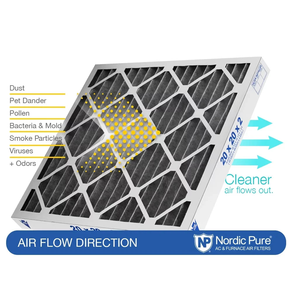 Carbon Pleated Plus Air Nordic Filters Pack 12 3 Furnace 20x20x2 Pure