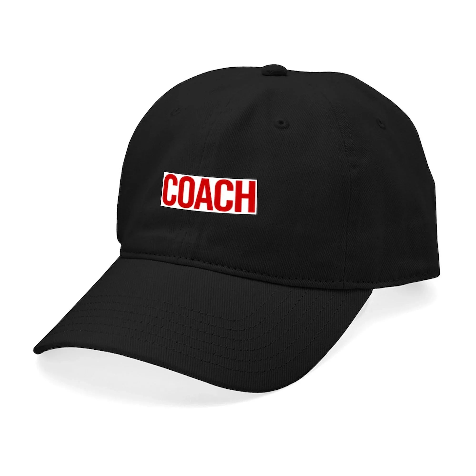 '- Black (Red) Baseball Cap - Printed Cotton Canvas Black Hat CafePress Coach Adjustable