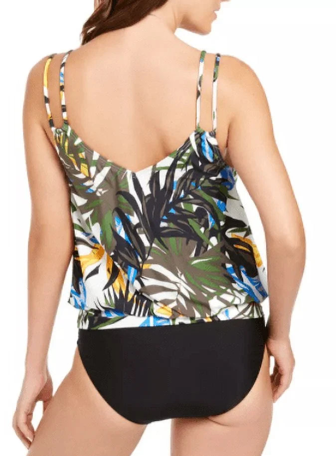 MULTI TROPIC OLIVE US Klein Blouson top, Calvin Tankini RAINFOREST Swim 2X-Large